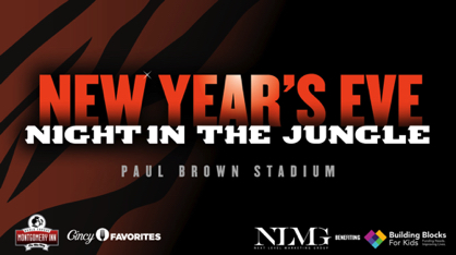 This graphic, for a charity event, picks up design elements of the Cincinnati Bengals.